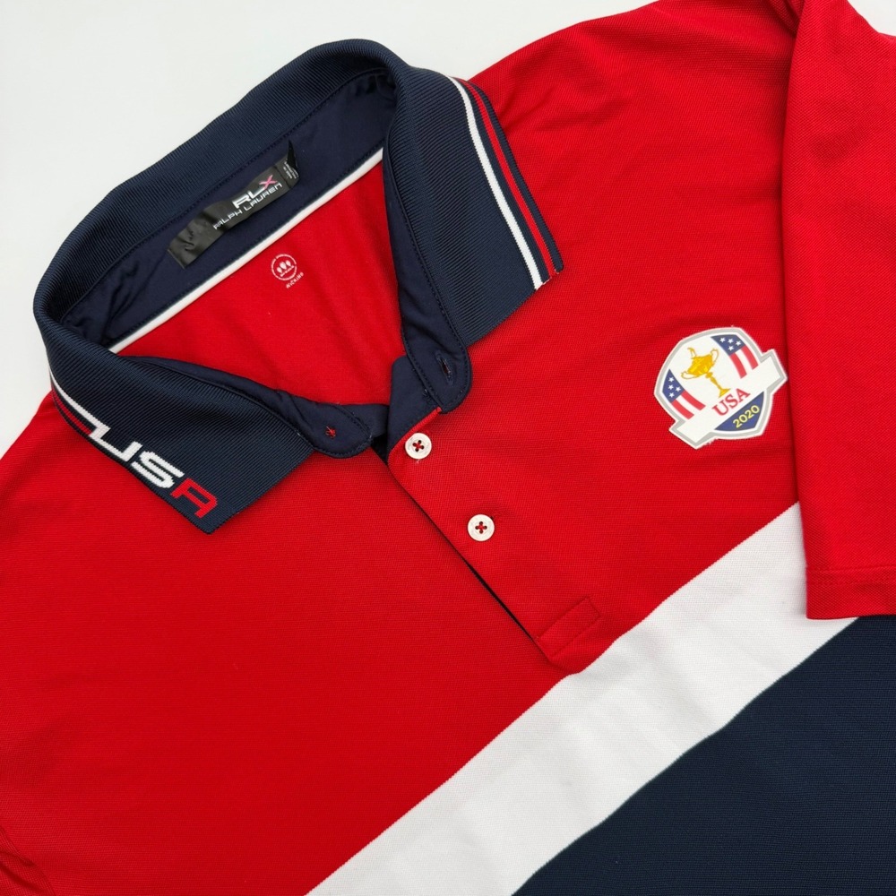 RLX Ralph Lauren Mens 2020 Ryder Cup USA Polo Shirt Red White Blue XL